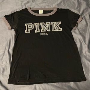 Victoria’s Secret PINK Short Sleeve T-Shirt, Black/Silver Sequin, Size Medium